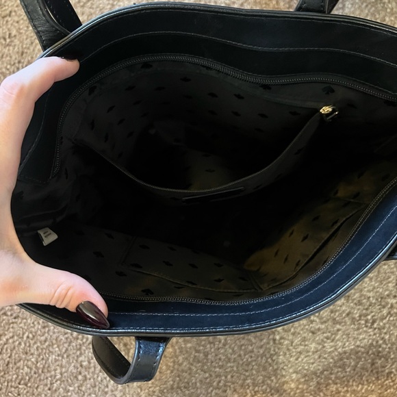 kate spade Black Leather Tote with Gold Logo - Picture 3 of 7